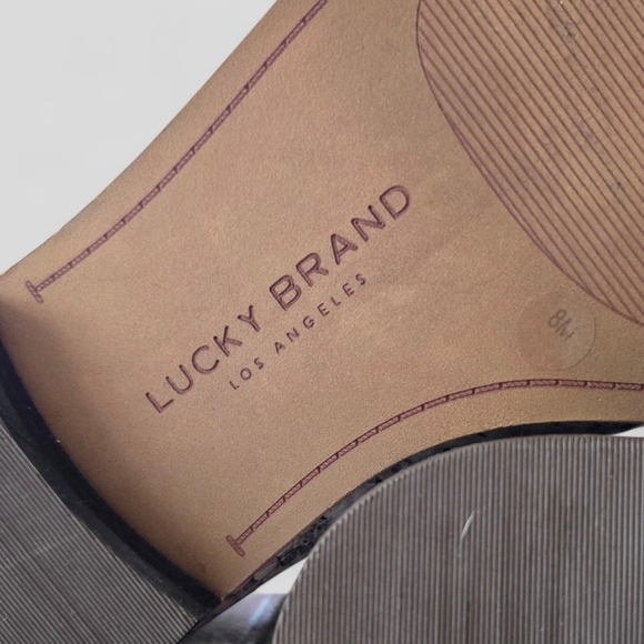 Lucky Brand Ankle Boots Brazilian Leather Snakeskin Pattern 8M Cowgirl Booties - Picture 10 of 11